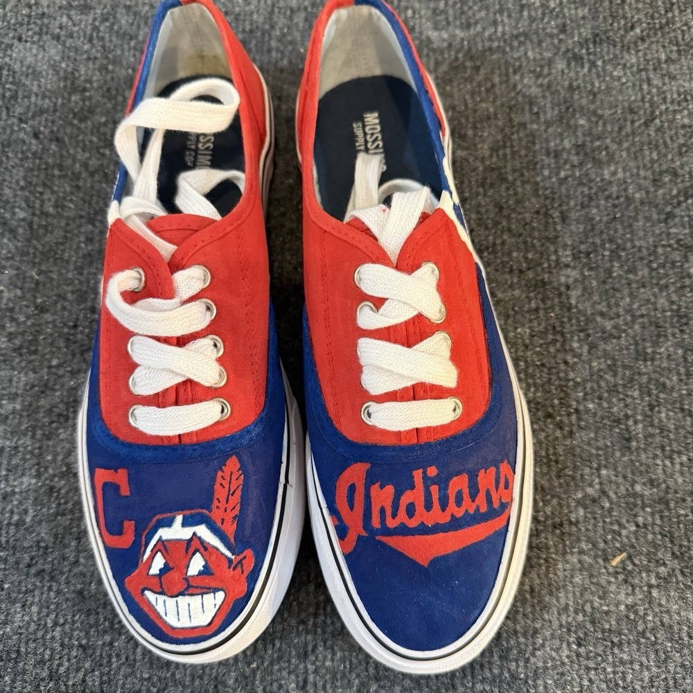 Mossimo Cleveland Indians Custom Painted Canvas Sneakers Shoes Women's 8 EUC
